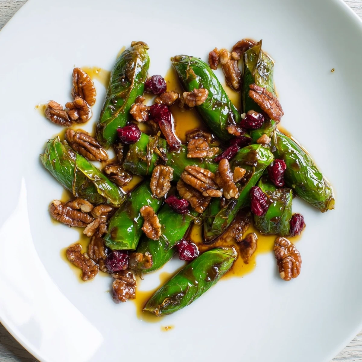 Crispy, tender Winter Roasted Brussels Sprouts, drizzled with maple syrup; a delicious vegetarian side.