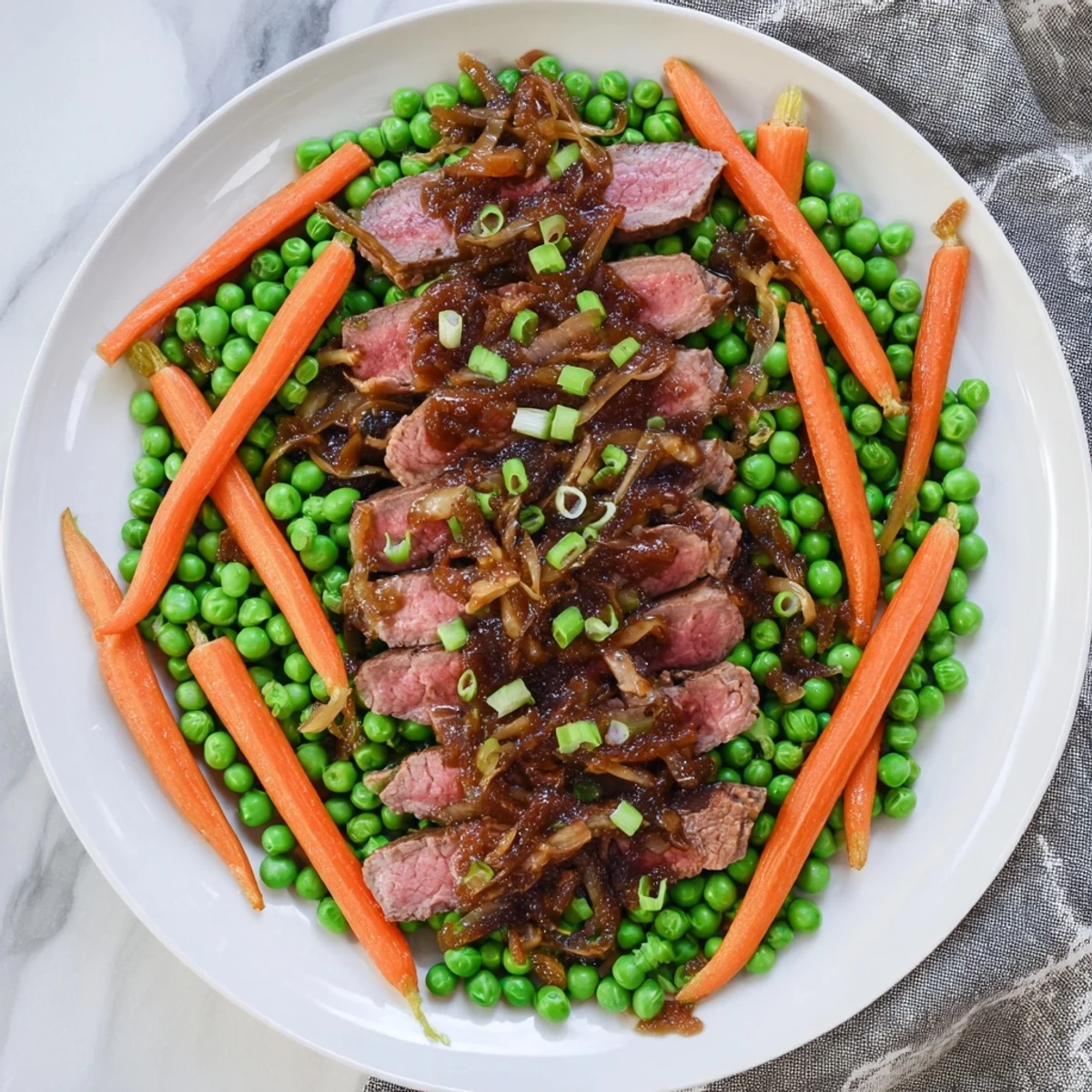 Savory Skillet Beef Stir-Fry featuring glazed beef and bright, colorful vegetables, ready to serve.