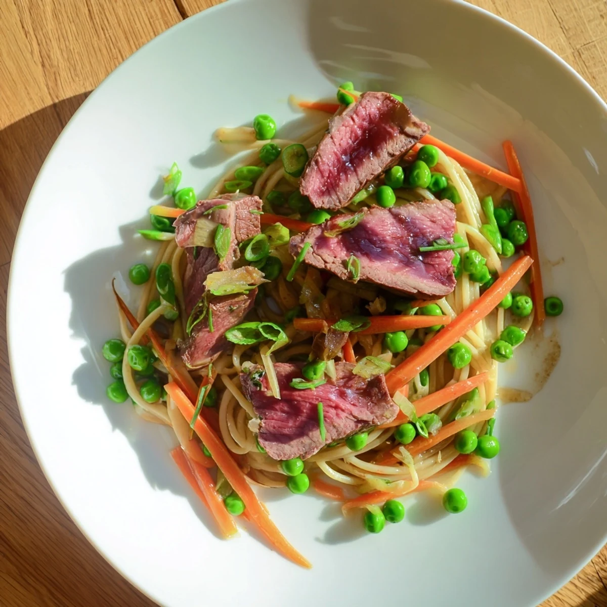 Quick weeknight Skillet Beef Stir-Fry: a close-up of the delicious stir-fried beef and snap peas.