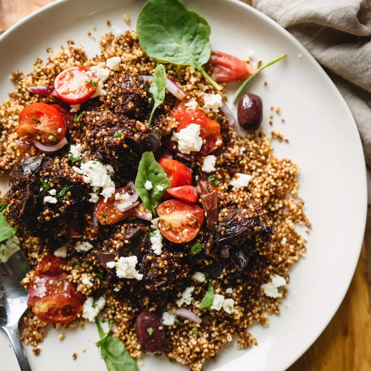 Mediterranean Grain Bowl with Roasted Chickpeas & feta, a colorful, hearty bowl ready to enjoy.