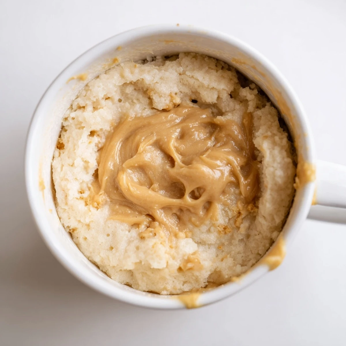 Rich and fluffy 2-Minute Peanut Butter Mug Cake, perfect single-serve dessert, hot from the microwave.