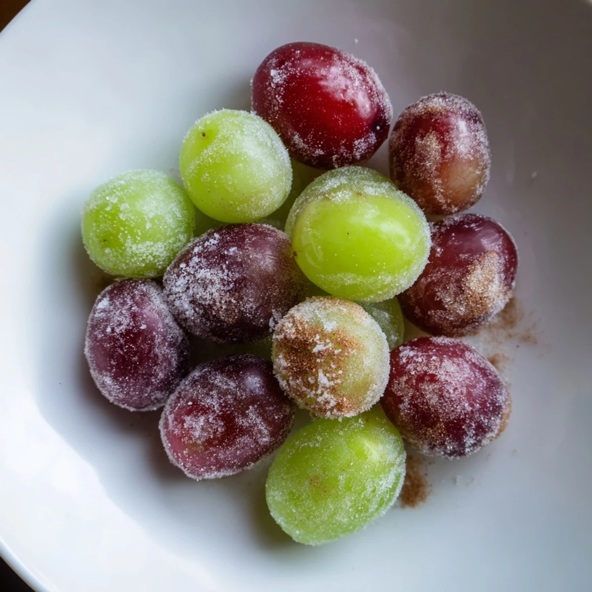 Shiny frozen grapes, perfect for a hot summer day, ready to enjoy as a simple American recipe.