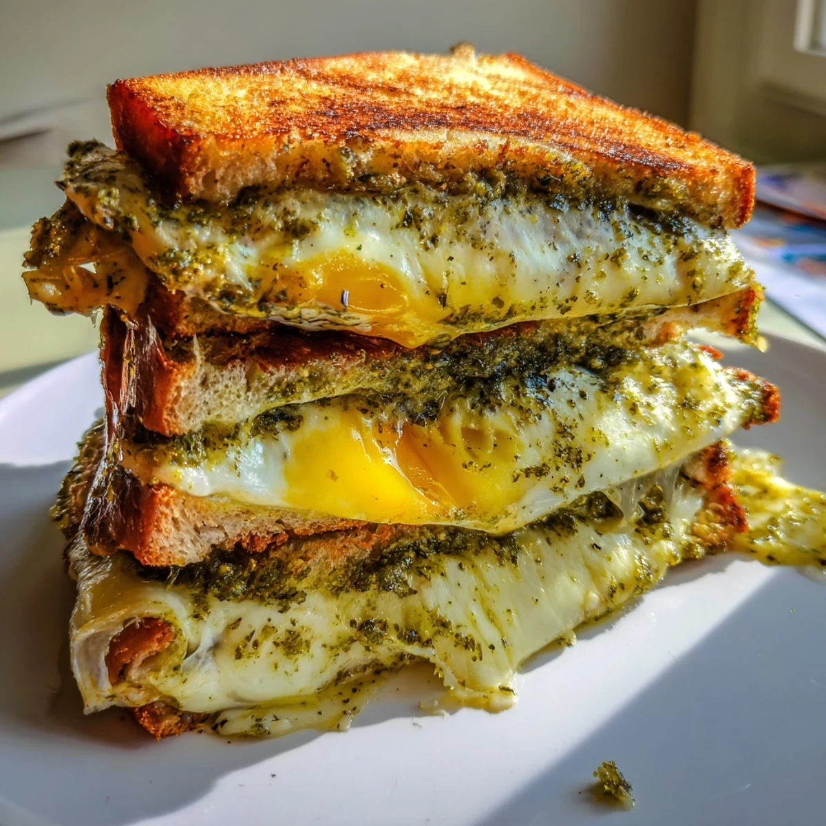 Pesto egg grilled cheese