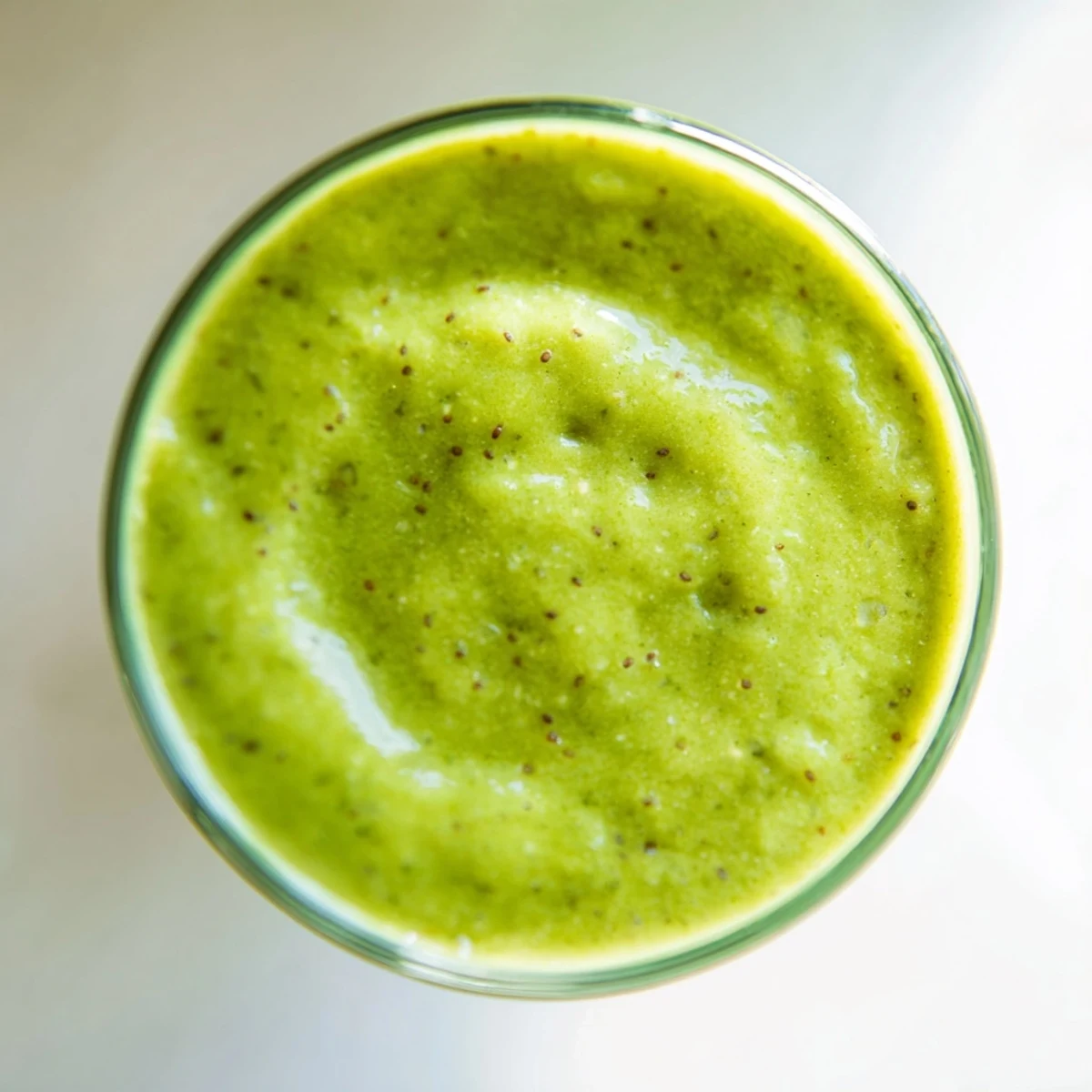 A glass of vibrant green Spinach-Hidden Smoothie, garnished with fresh spinach leaves and a mango slice, resting on a rustic wooden table.