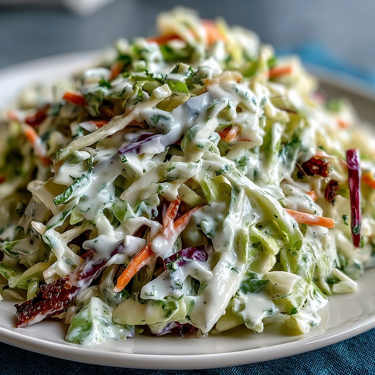 A refreshing bowl of the Best Cabbage Coleslaw, perfect as a side dish for a summer barbecue, showcasing crisp vegetables and a creamy texture.