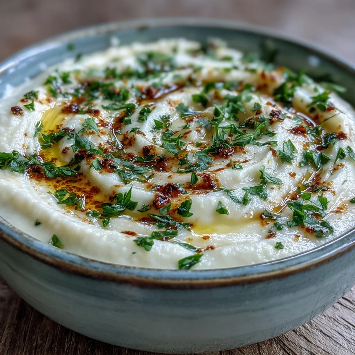 A bowl of creamy White Bean and Parmesan Soup garnished with fresh parsley and extra grated cheese.