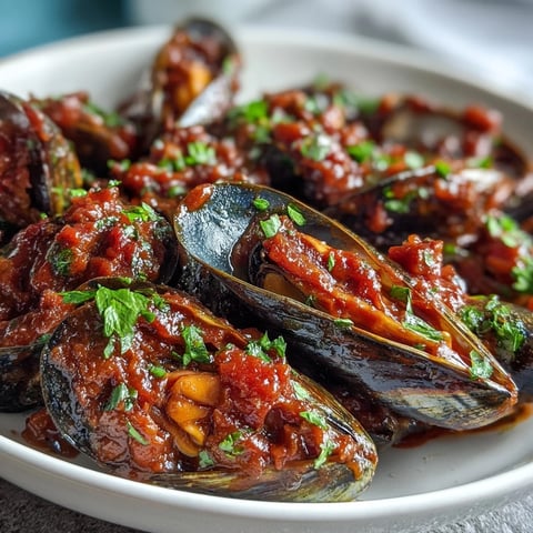 Fragrant steamed mussels in a smoky pomodoro sauce, served with fresh parsley and lemon wedges over crusty bread for dipping.  