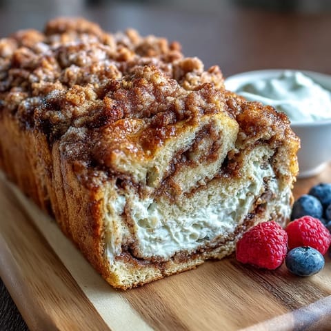 Golden-brown baked oats with a visible cinnamon swirl and crumbly streusel topping, served warm in a white dish.