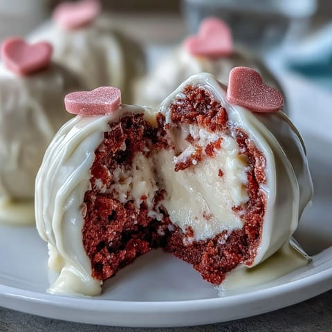 These festive Galentines cake pops feature pink velvet cake centers, enrobed in white chocolate and decorated with sprinkles for sharing.  