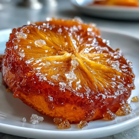 Candied orange slices glistening with sugar syrup, perfect for elegant cocktail garnishes and dessert decorations.