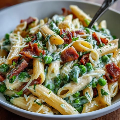 Creamy Leek Pea Ham Pasta