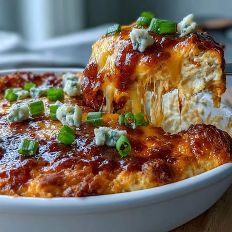 Creamy cottage cheese buffalo chicken dip baked with shredded chicken and melty cheeses, perfect for game day snacking.  