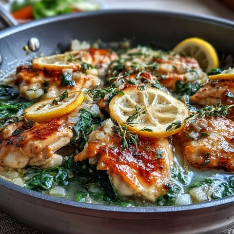 Creamy one-pot lemon orzo with tender chicken and fresh spinach, bursting with bright citrus flavor.  