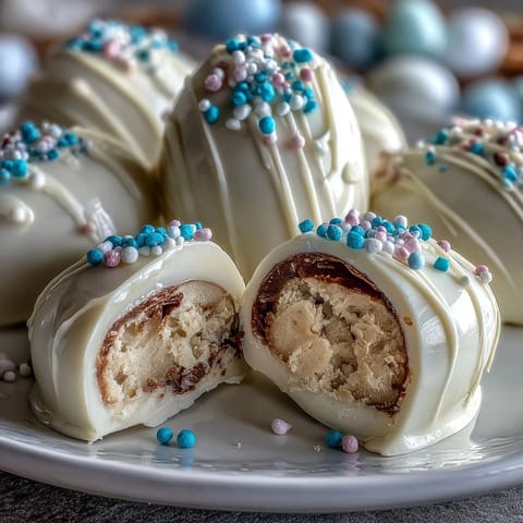 Creamy peanut butter Easter eggs dipped in white chocolate and decorated with festive sprinkles make a perfect holiday treat.