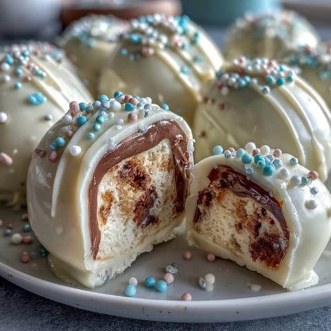 White chocolate-covered peanut butter eggs with colorful sprinkles are a delightful and easy Easter dessert for all ages.