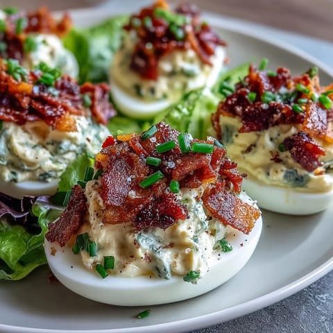 BLT Deviled Eggs Bacon Crumble