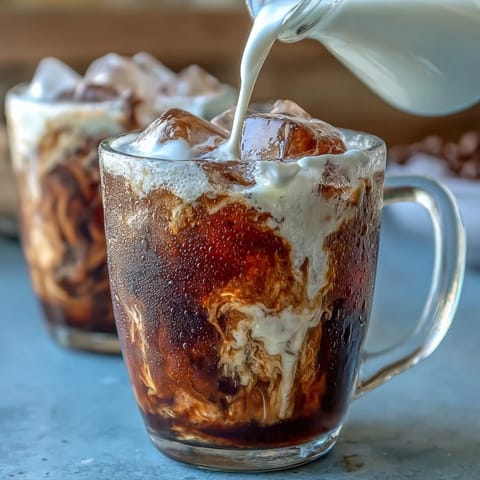 Delicious cold brew coffee with vanilla sweet cream, a tall iced beverage.