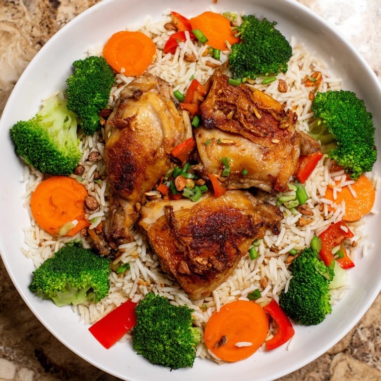 Fluffy rice and tender chicken in a savory One-Pot Teriyaki Chicken bake, ready for the table.