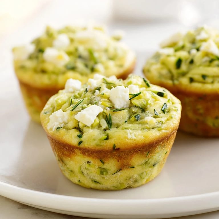Freshly baked Zucchini and Feta Muffins, served warm and ready to enjoy with a fresh side salad.