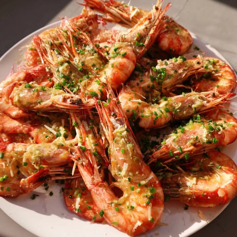 Tender shrimp in a creamy garlic sauce, perfect for a cozy weeknight dinner, ready to eat.