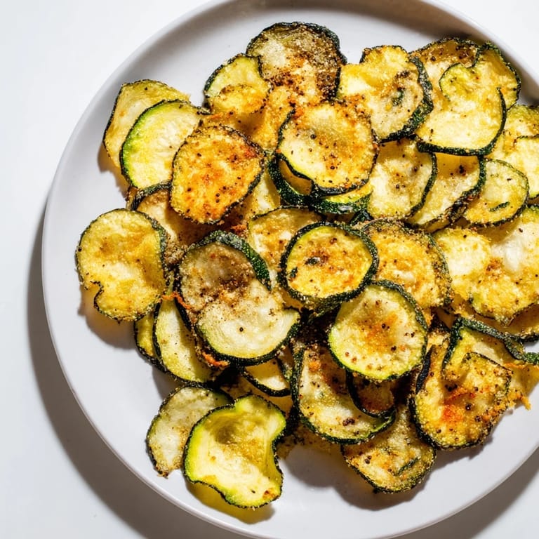 Freshly baked and golden, these simple, healthy crispy zucchini chips are a delicious homemade treat.