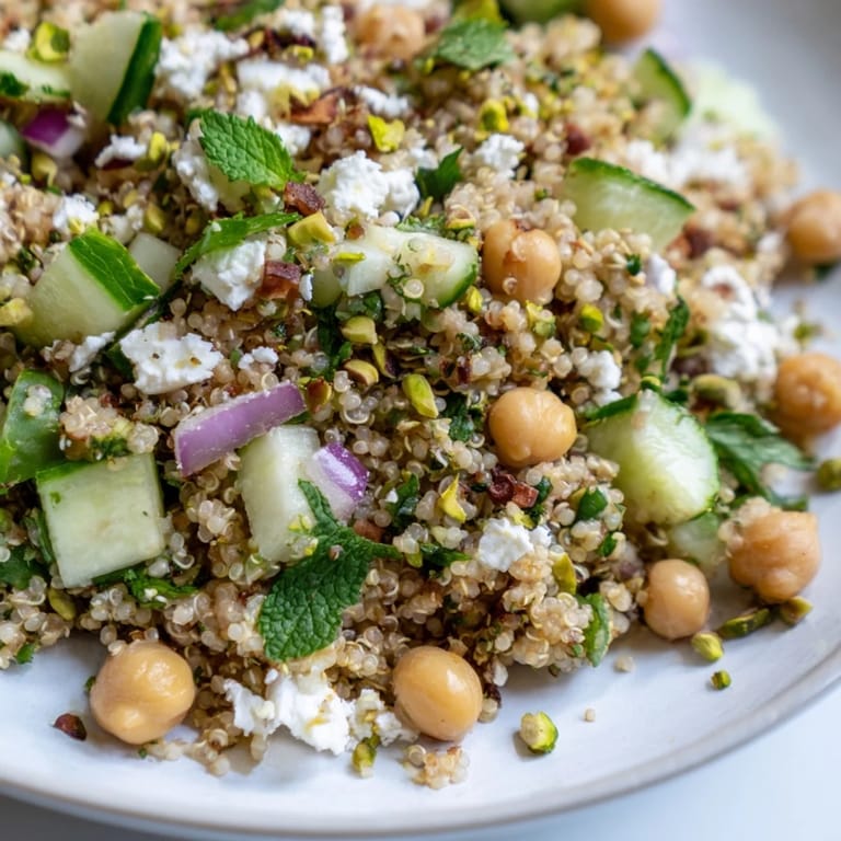 A refreshing plate of Jennifer Aniston Salad, showcasing fluffy quinoa and a zesty lemon dressing.