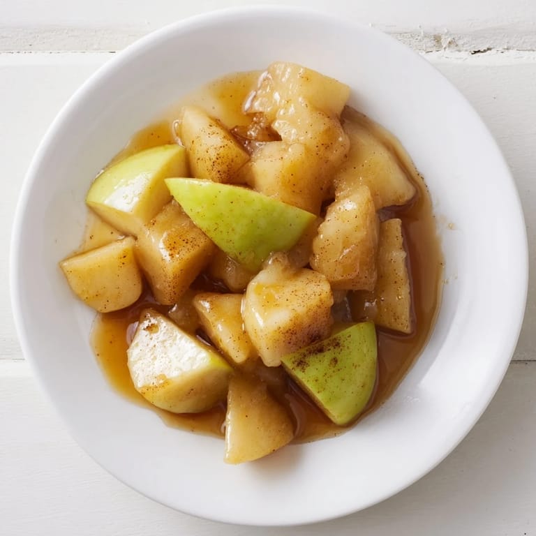 Golden slow cooker stewed apples, a comforting American dessert, perfect atop oatmeal or yogurt.