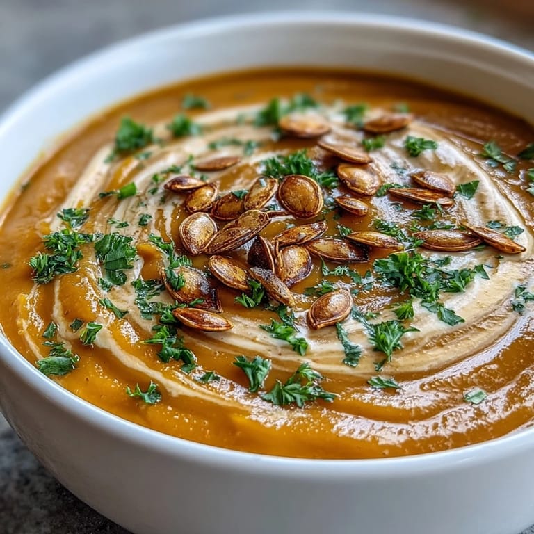 Hearty roasted butternut squash soup with a hint of warming spice.
