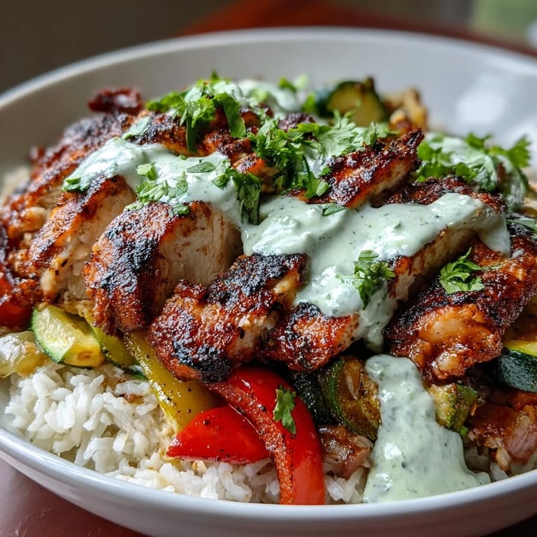 A colorful blackened chicken bowl, bursting with flavor and fresh ingredients.