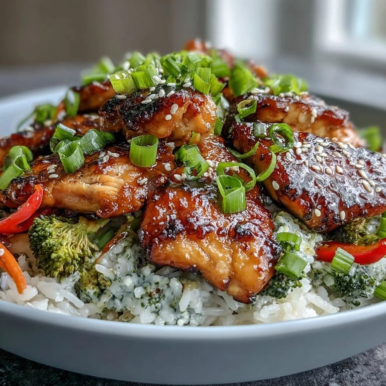 Tender chicken and crisp vegetables are served over fluffy rice in a bright bowl, garnished with fresh herbs for a wholesome Chicken and Rice Bowl.