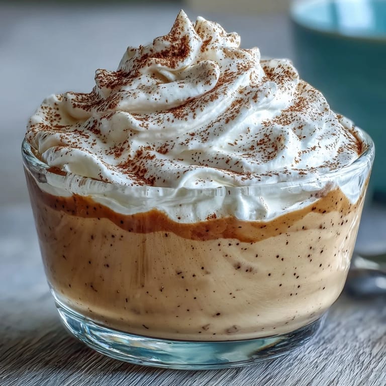 Homemade Hojicha Pudding garnished with whipped cream and roasted tea leaves, presenting a refined Japanese dessert ideal for elegant dinner parties.