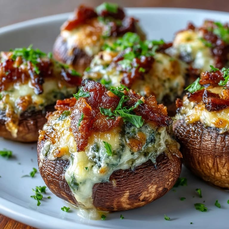 These cheesy bacon-stuffed mushrooms are an irresistible keto-friendly snack, perfect for parties or game day gatherings.