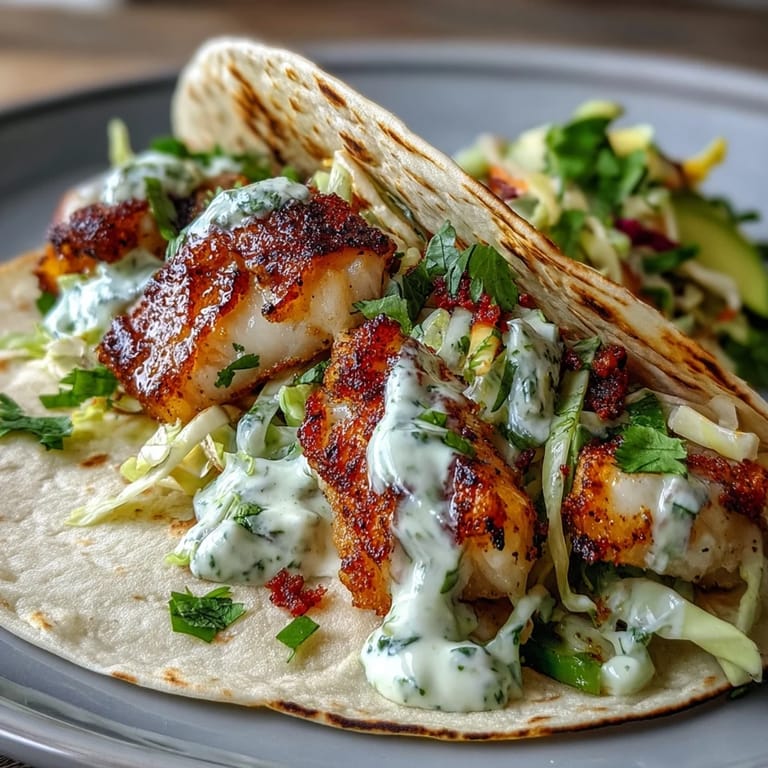 Crispy chili-lime fish nestled in soft tortillas with vibrant slaw, creamy avocado, and tangy cilantro-lime sauce—perfect for taco night.