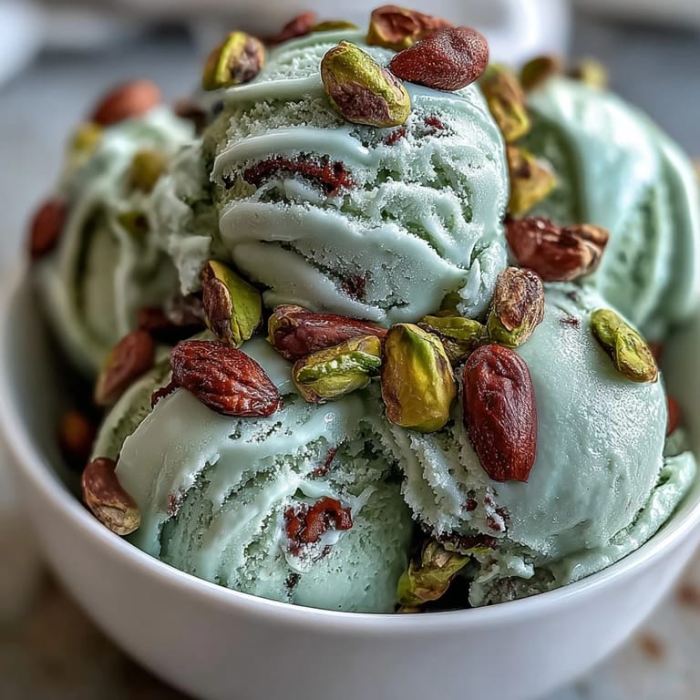 Silky Italian pistachio gelato made with real roasted nuts, creamy custard base, and a naturally pale green hue.