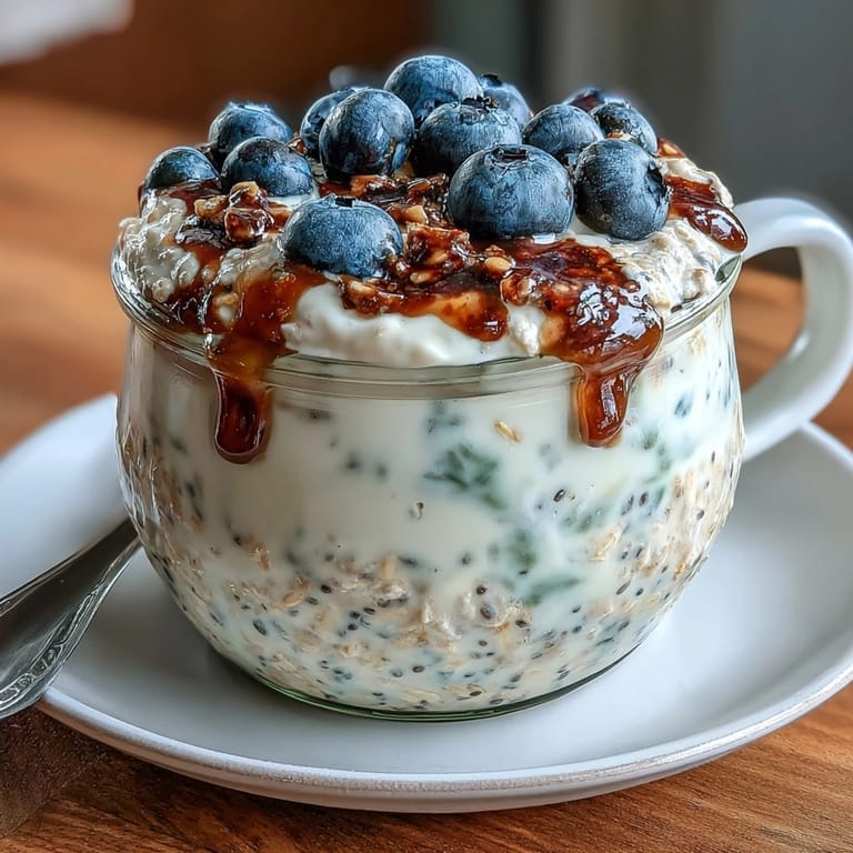 2. Nutritious overnight oats meal prep jars filled with chia, blueberries, and Greek yogurt—perfect for a quick, wholesome morning.
