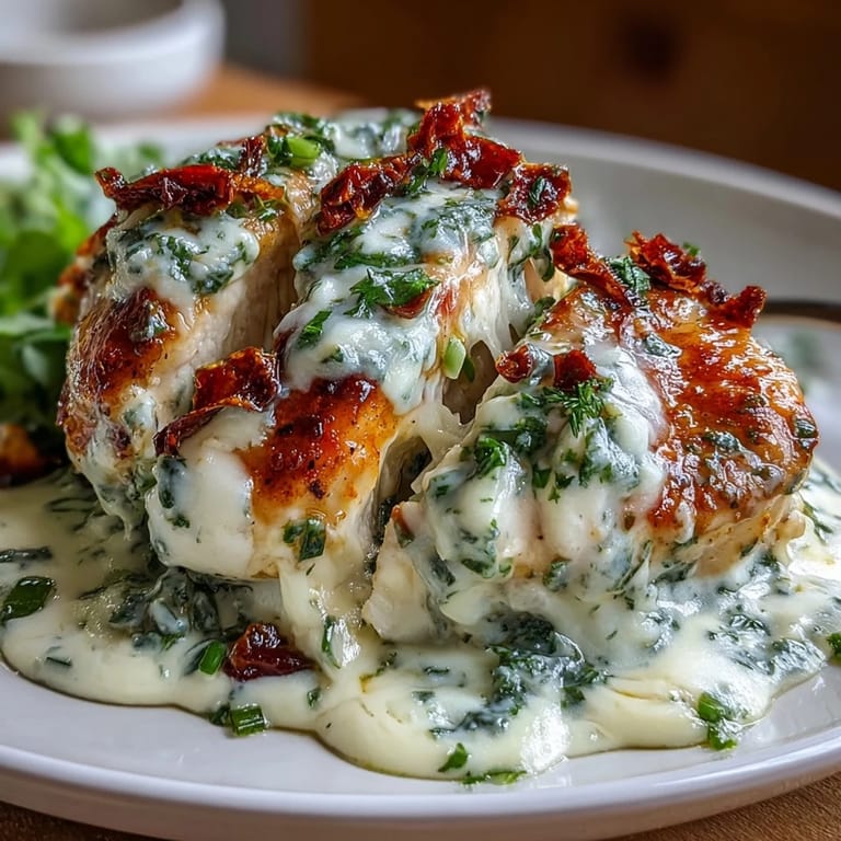 Low-carb keto meal featuring juicy chicken breasts smothered in a smoky poblano cream sauce, paired with perfectly roasted cauliflower.