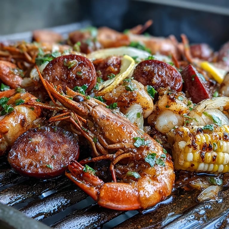 Flavor-packed crawfish boil foil packets with bold Cajun spices, fresh parsley, and hearty vegetables, ready for the grill.