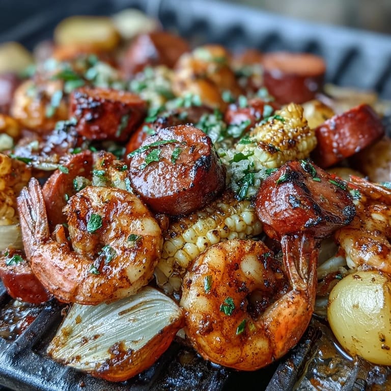 Mess-free crawfish boil foil packets featuring juicy crawfish tails, smoky sausage, and zesty lemon, grilled to perfection.  