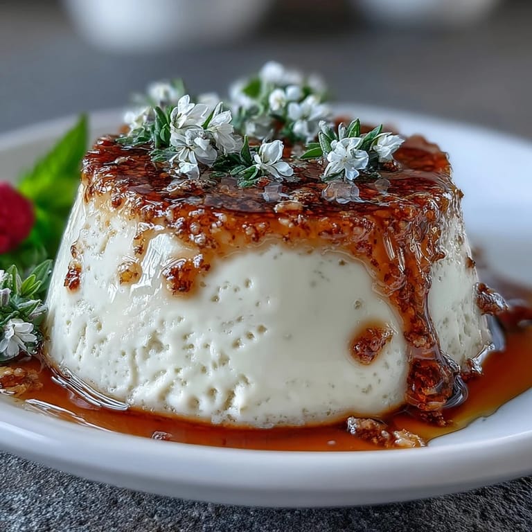 Silky Honey Lavender Panna Cotta in a glass, garnished with lavender sprigs and berries.