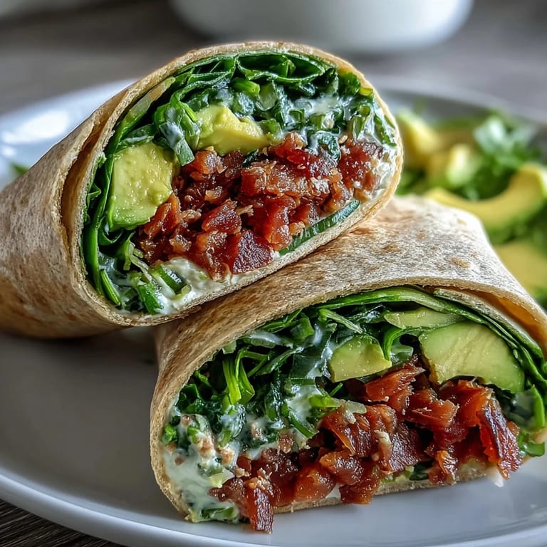 Creamy avocado and flaky tuna wrapped with spinach in soft tortillas, a nutritious meal.
