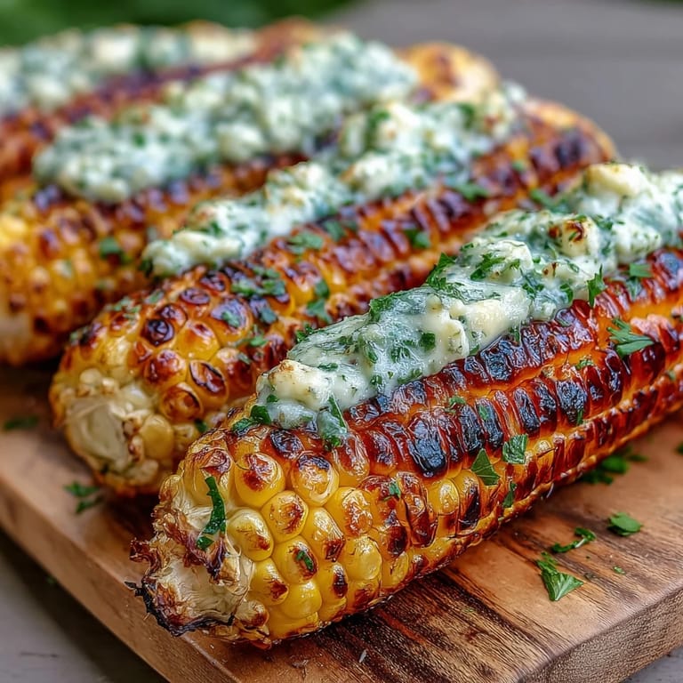 Juicy corn on the cob wrapped in foil, slathered with fragrant herb butter and grilled to perfection.