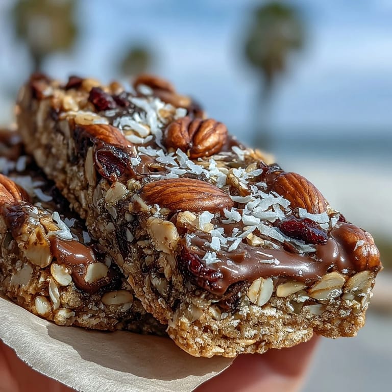 Chewy honey oat granola bars loaded with sunflower seeds and cranberries, ideal for beach trips or healthy snacking without nuts.