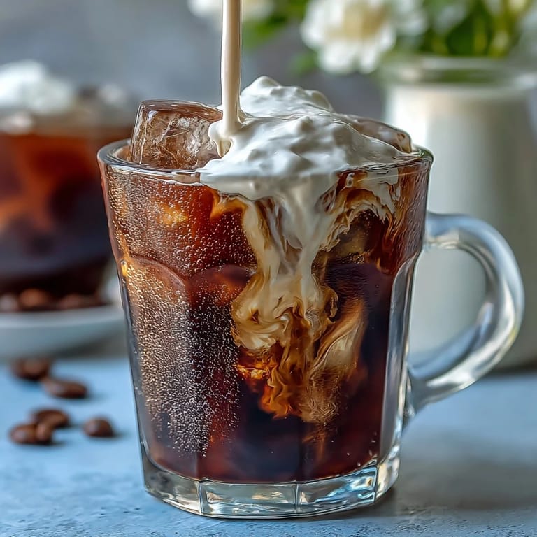 Enjoy this easy cold brew coffee with decadent vanilla cream on ice.