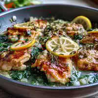 Creamy one-pot lemon orzo with tender chicken and fresh spinach, bursting with bright citrus flavor.  